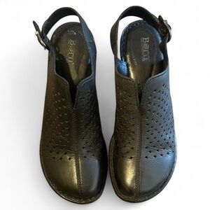 Born Black Perforated Leather Slingback Shoes Women’s Size 8 Comfort Mules